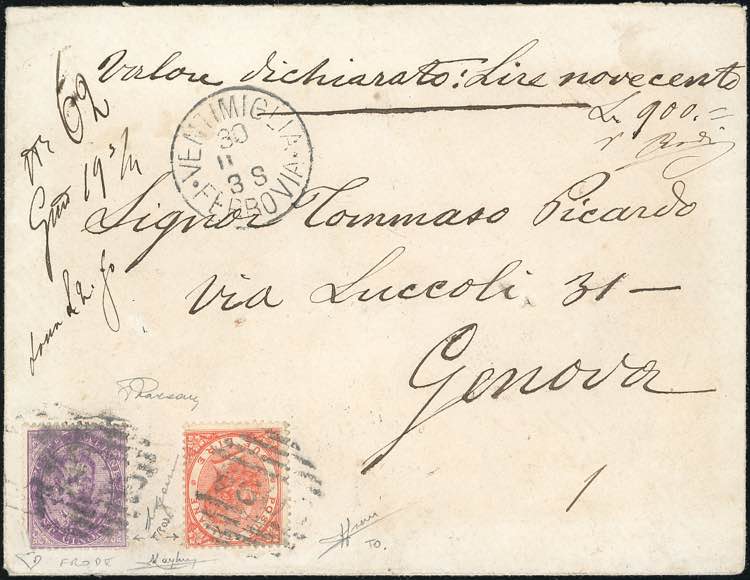 1885 - 2 lire De La Rue, tiratura ... 