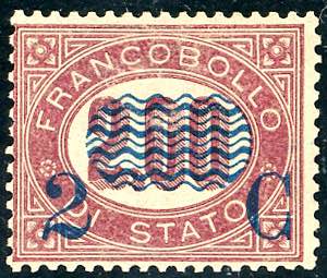 1878 - 2 cent. su 2 lire Servizio ... 