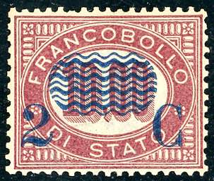 1878 - 2 cent. su 10 lire Servizio ... 