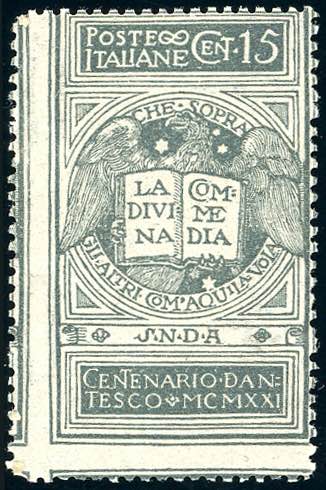 1921 - 15 cent. grigio Dante, non ... 