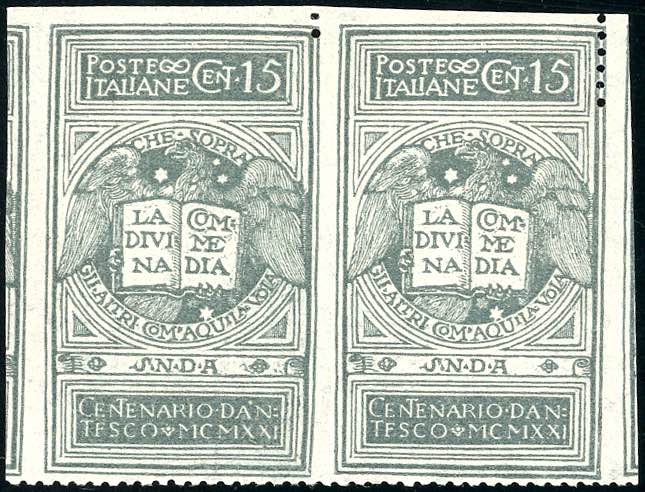 1921 - 15 cent. grigio Dante, non ... 