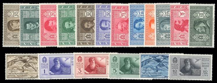 1932 - Dante (303/314+A), gomma ... 