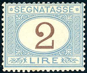 1870 - 2 lire azzurro chiaro e ... 