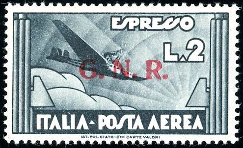 1944 - 2 lire ardesia, soprastampa ... 