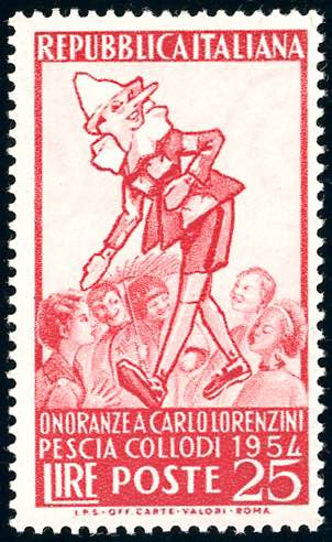1954 - 25 lire Pinocchio, fondo ... 