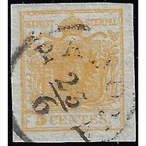 1850 - 5 cent. giallo ocra, con ampia ... 