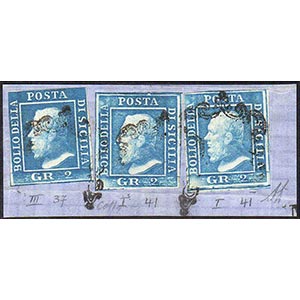 1859 - 2 grana azzurro, I tavola, carta di ... 