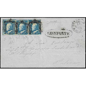 1859 - 2 grana cobalto, II tavola, carta di ... 