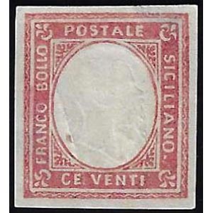 1860 - 20 cent. rosa con effigie (P71), ... 