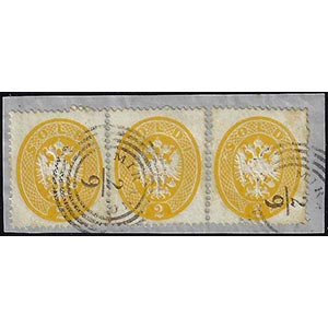 1863 - 2 soldi giallo, dent. 14 (36), tre ... 