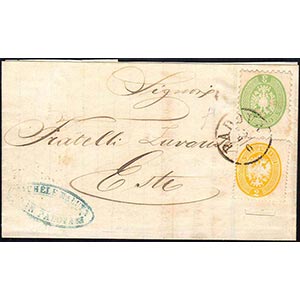 1866 - 2 soldi giallo, dent. 14, 3 soldi ... 