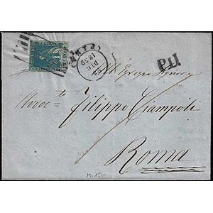 1859 - 6 crazie azzurro cupo, II emissione ... 