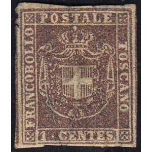 1860 - 1 cent. violetto bruno (17), gomma ... 