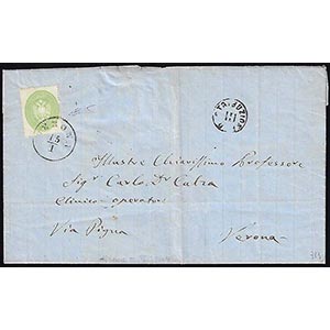 1864 - 3 soldi verde, dent. 14 (37), ... 