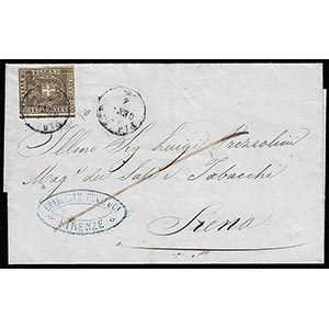 1860 - 10 cent. bruno grigio, linea di ... 