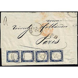 1863 - 20 cent. indaco chiaro, due coppie ... 