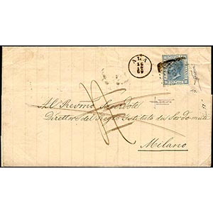 1869 - 20 cent. azzurro, tiratura di Torino ... 