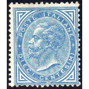 1877 - 10 cent. azzurro (27), gomma ... 