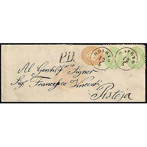 1866 - 3 soldi verde, due esemplari, 15 ... 