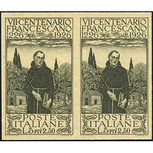 1926 - 5 + 2,50 lire San Francesco, prova ... 