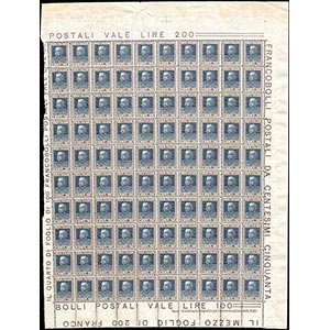 1927 - 50 cent. Parmeggiani (218), foglio ... 