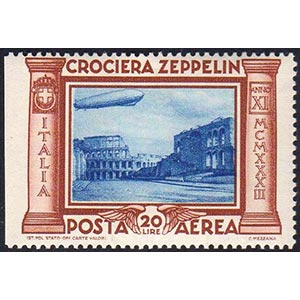 1933 - 20 lire Crociera Zeppelin (50), non ... 