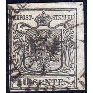 1850 - 10 cent. nero, carta a mano (2), ... 