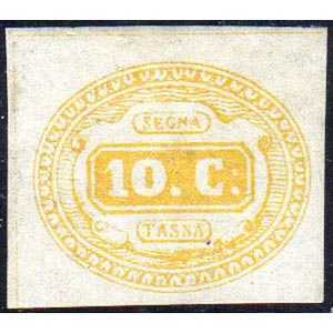 1863 - 10 cent. giallo (1), nuovo, gomma ... 