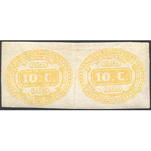 1860 - 10 cent. giallo (1), coppia ... 
