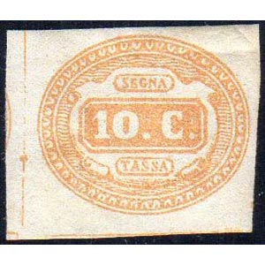 1863 - 10 cent. arancio (1b), nuovo, gomma ... 
