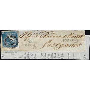 1853 - 3 cent. Mercurio azzurro, I tipo (1), ... 