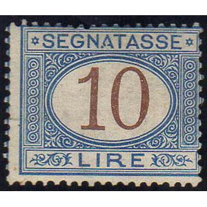 1874 - 10 lire azzurro e bruno (14), gomma ... 