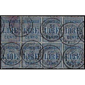 1903 - 100 lire azzurro (32), blocco di otto ... 