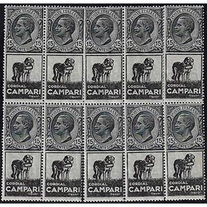 1924 - 15 cent. Cordial Campari (3), blocco ... 