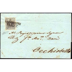1850 - 10 cent. nero, carta a mano (2), ... 
