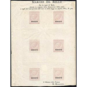 1863 - Foglietto con sei esemplari di marche ... 