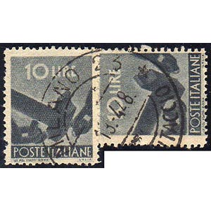 1946 - 10 lire Democratica, falso per posta ... 