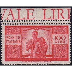 1946 - 100 lire Democratica, dent. 14 x 14 ... 