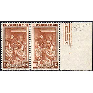 1950 - 100 lire Lavoro, coppia orizzontale ... 