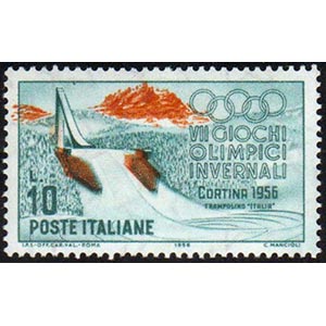 1956 - 10 lire Cortina, doppia stampa del ... 