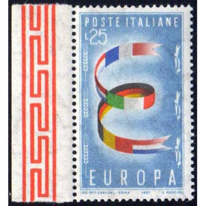 1957 - 25 lire Europa Cept, doppia stampa ... 