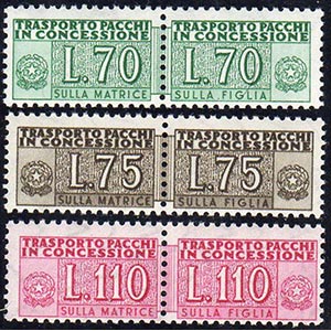 1955 - 70 lire, 75 lire, 110 lire, filigrana ... 
