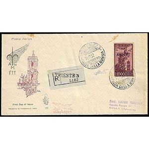 POSTA AEREA 1952 - 1.000 lire Campidoglio, ... 