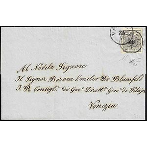 1854 - 10 cent. grigio nero, carta a mano ... 
