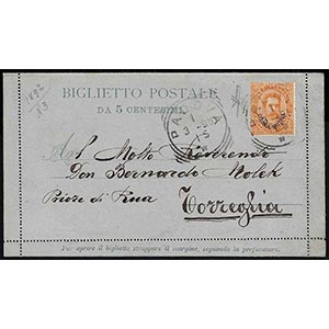 1896 - 20 cent. Umberto I (5), piega, su ... 