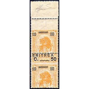 1922 - 50 c. su 5 a. giallo Leoni, coppia ... 
