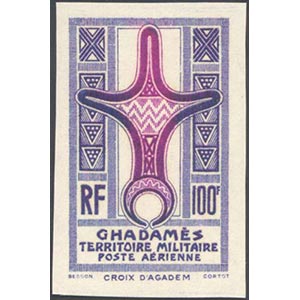 GHADAMES POSTA AEREA 1949 - 100 fr. grigio ... 