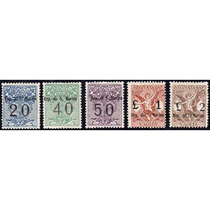 1924 - Soprastampati, cinque valori (1/5), ... 