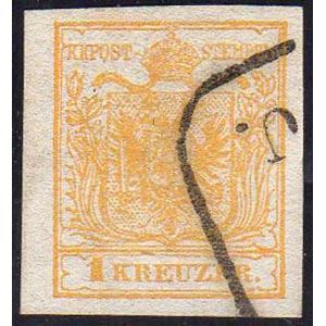 AUSTRIA 1850 - 1 k. giallo (1), usato, ... 