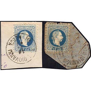 AUSTRIA 1867 - 10 k. azzurro (35), due ... 